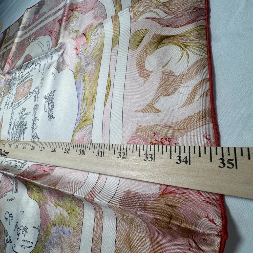 Carolina Lemke Brides de Gala Silk Scarf Pink Gold Equestrian 35x35 NIB